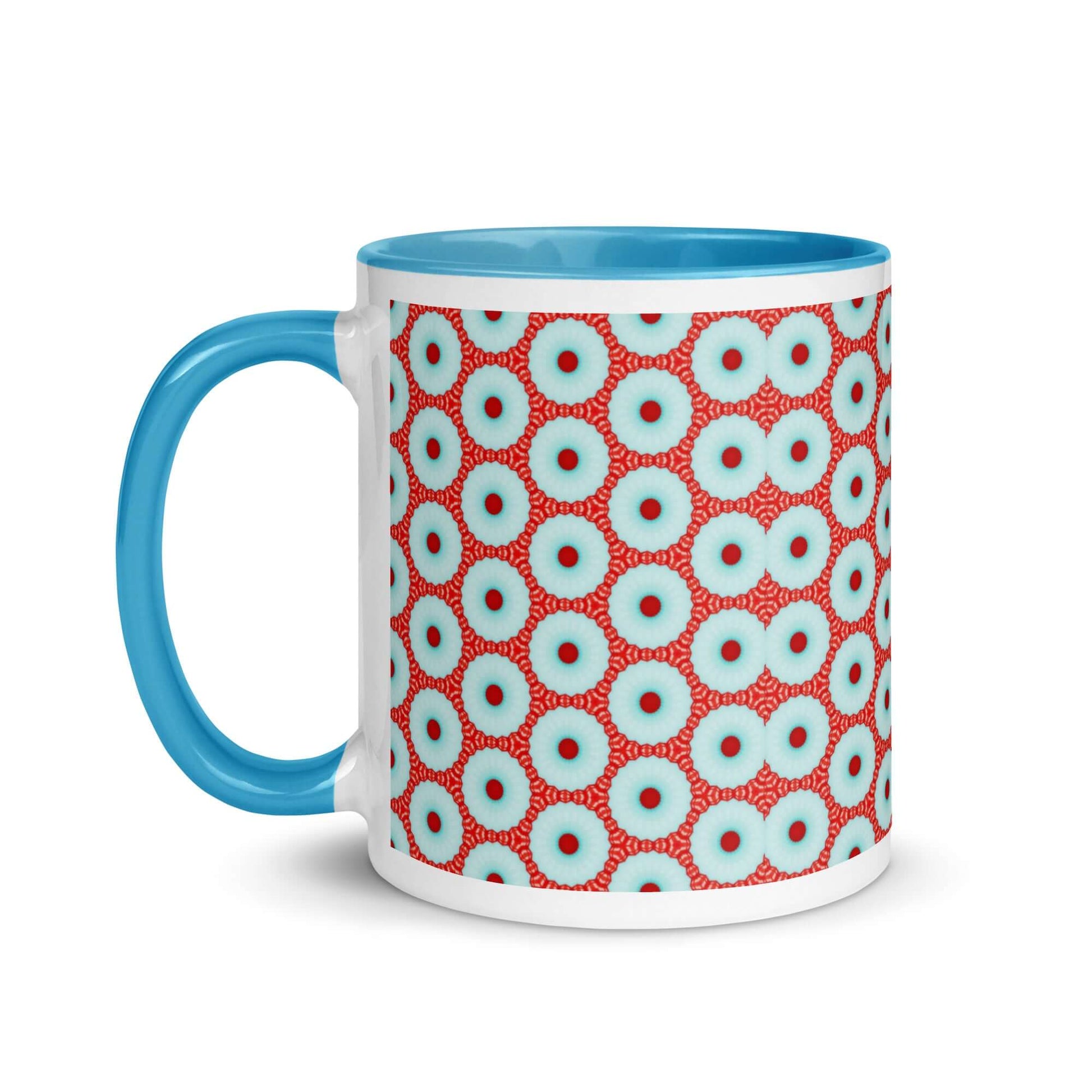 Dotty Delight Mug – Fun Abstract Print, Turquoise Inside at Design Dose