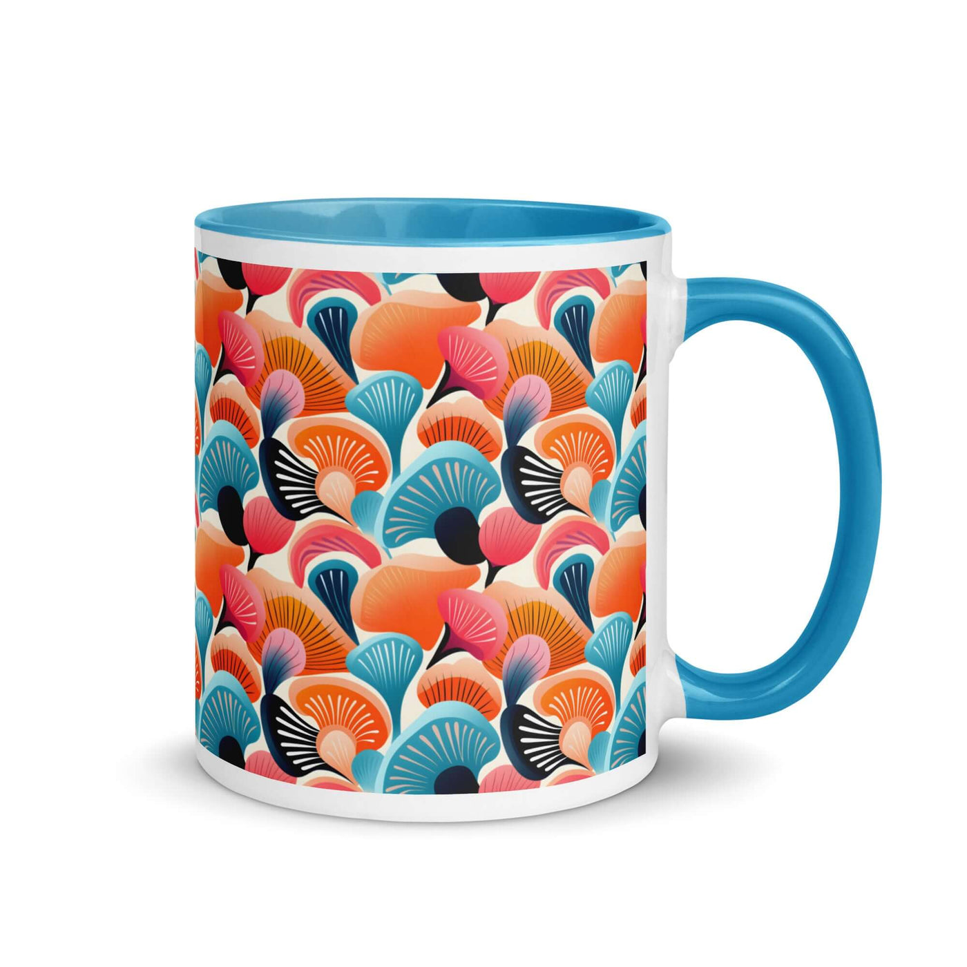 Abstract Seashells Mug with Turquoise Color Inside at Design Dose