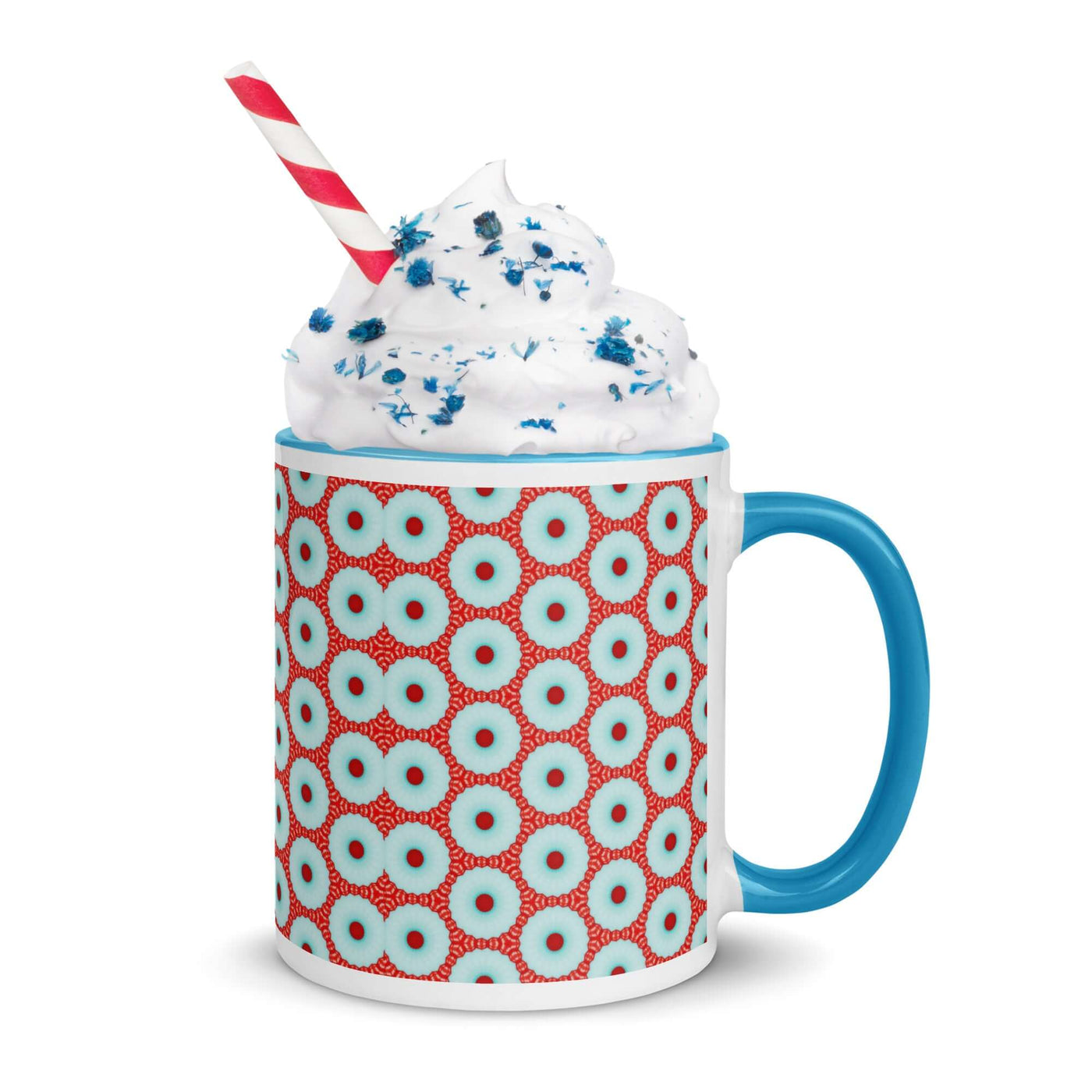 Dotty Delight Mug – Fun Abstract Print, Turquoise Inside at Design Dose