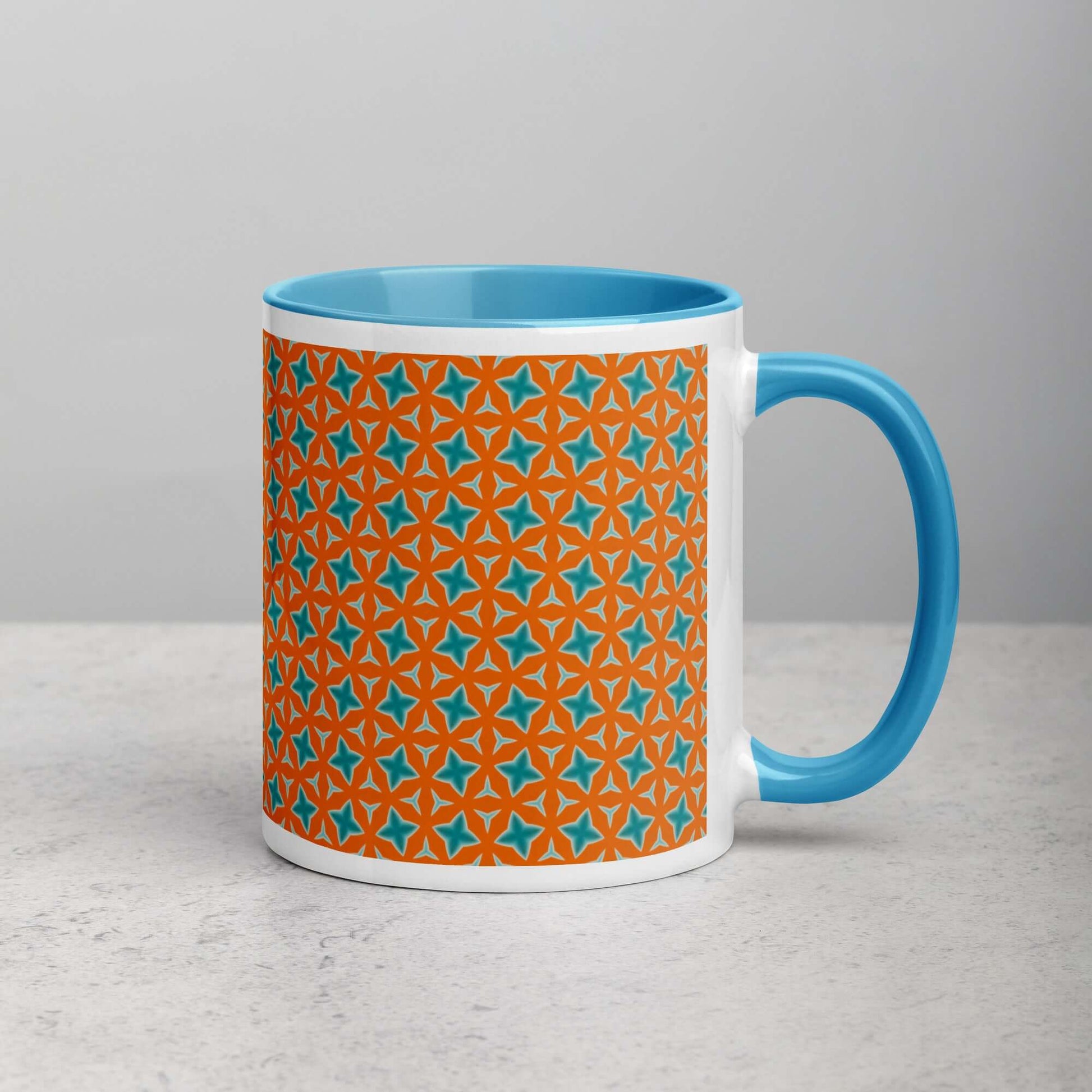 Ocean Sunset Mug with Bright Turquoise Interior at Design Dose