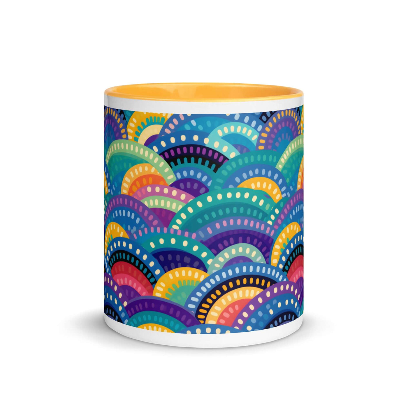 Tribal Rainbows II Mug with Marigold Color Inside at Design Dose