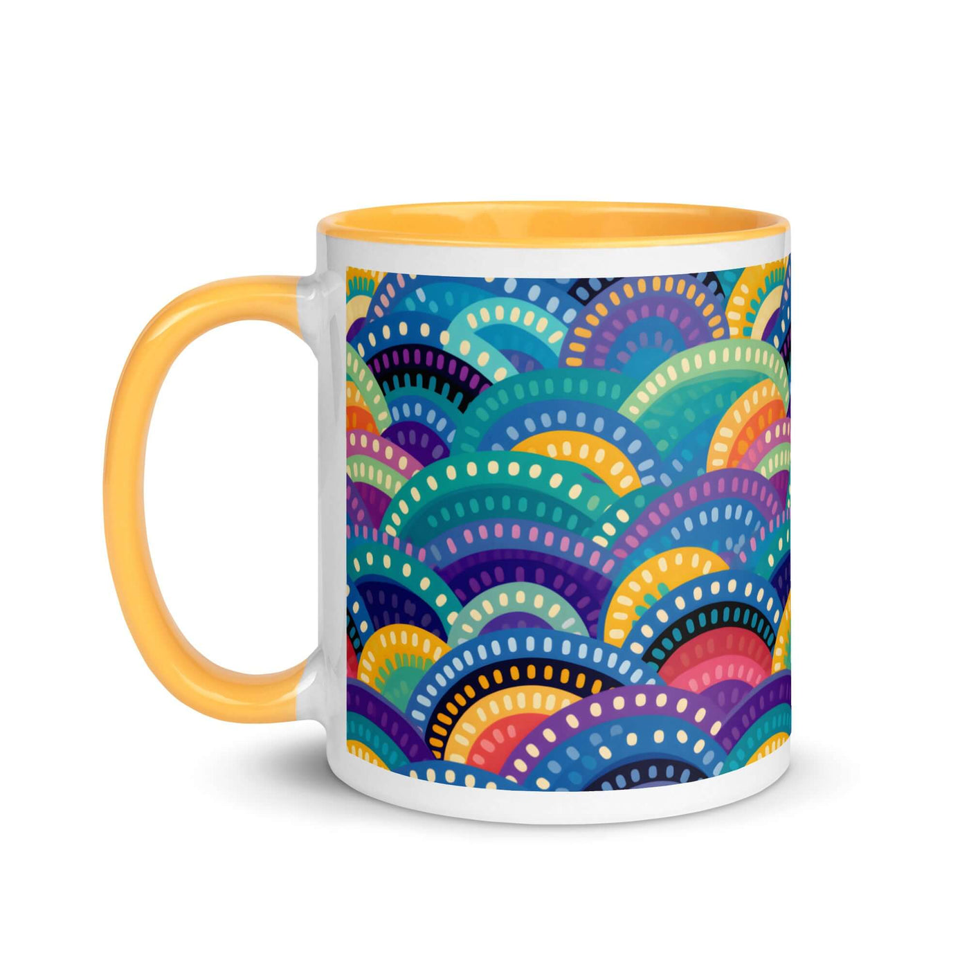 Tribal Rainbows II Mug with Marigold Color Inside at Design Dose