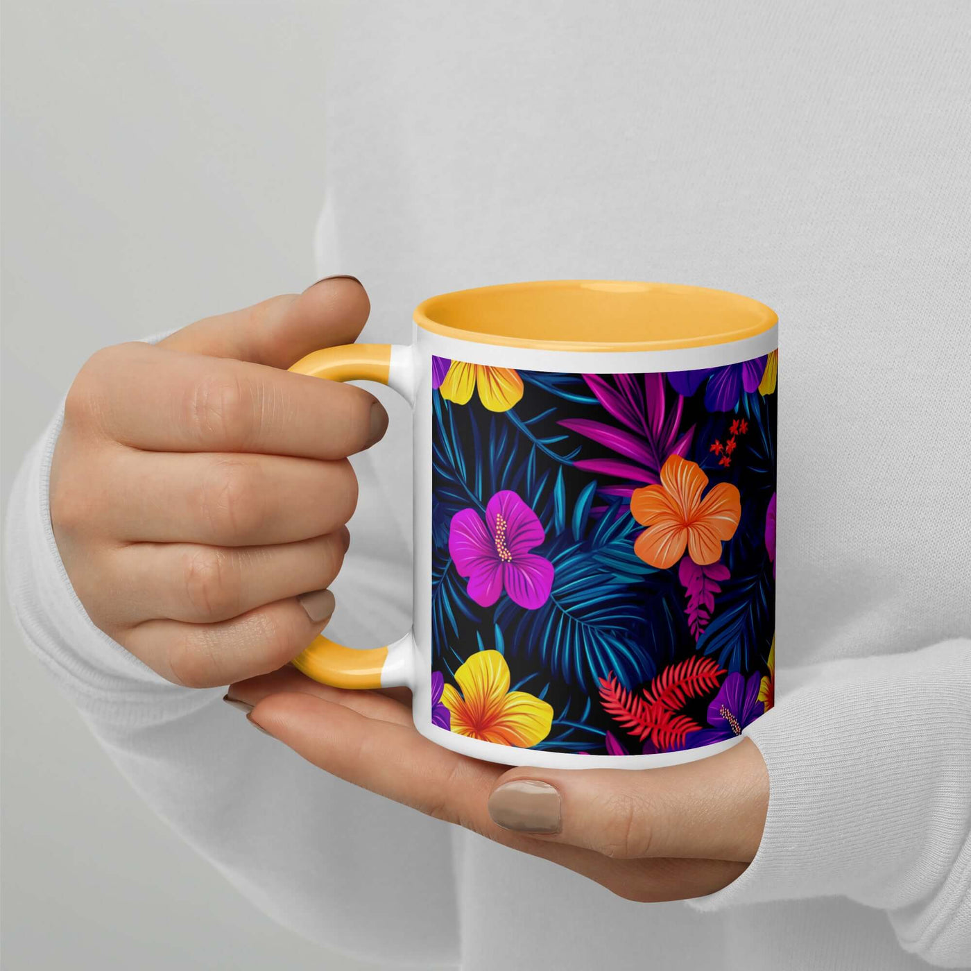 Dark Tropics Mug - Marigold Inside, 11 oz at Design Dose