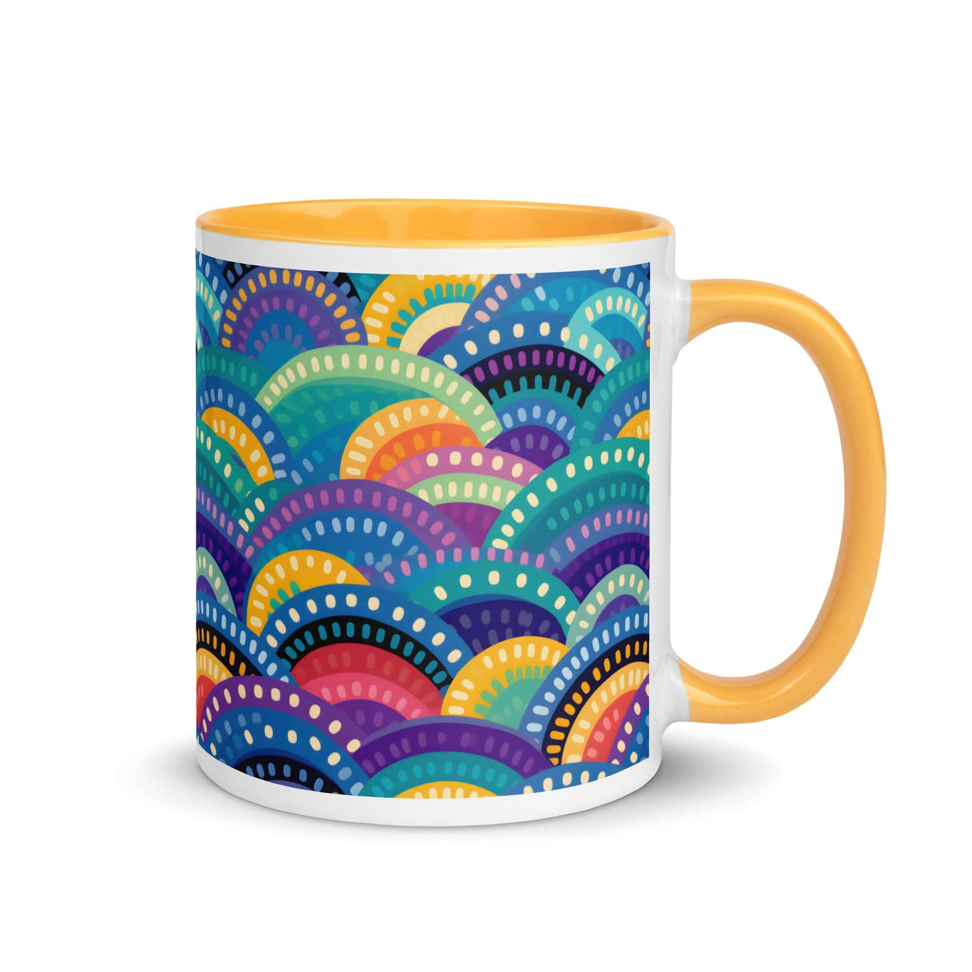 Tribal Rainbows II Mug with Marigold Color Inside at Design Dose