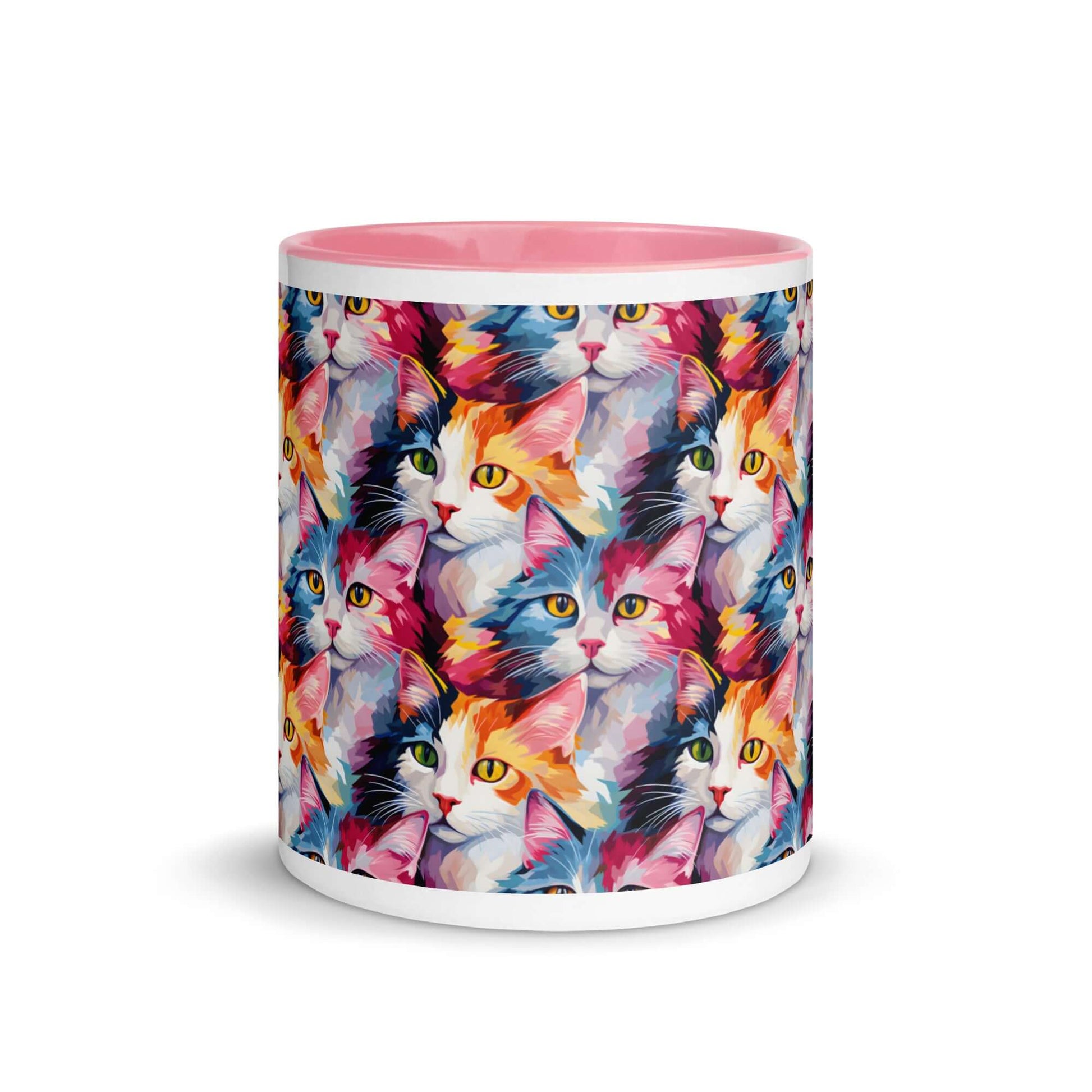 Artsy Cats Mug with Pink Color Inside at Design Dose