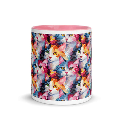 Artsy Cats Mug with Pink Color Inside at Design Dose