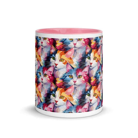 Artsy Cats Mug with Pink Color Inside at Design Dose