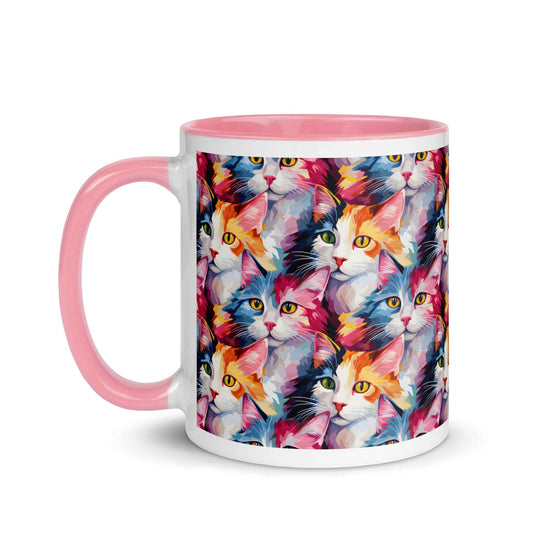 Artsy Cats Mug with Pink Color Inside at Design Dose