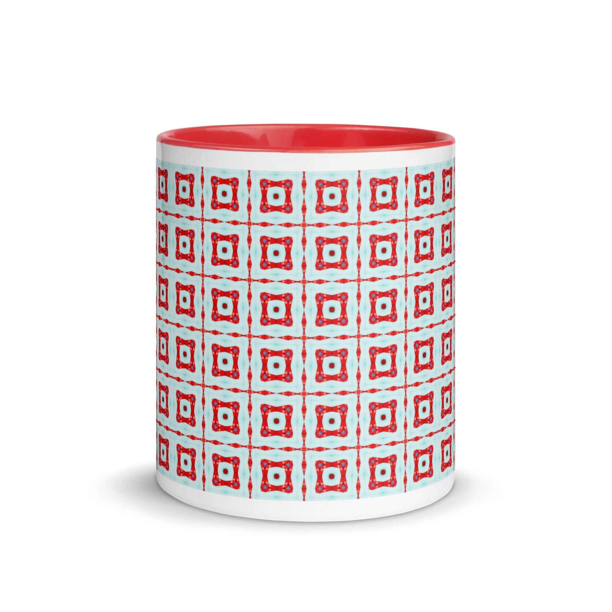 Trendy Square Dance Mug with Red Interior at Design Dose