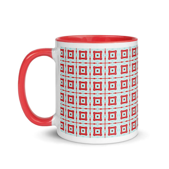 Trendy Square Dance Mug with Red Interior at Design Dose