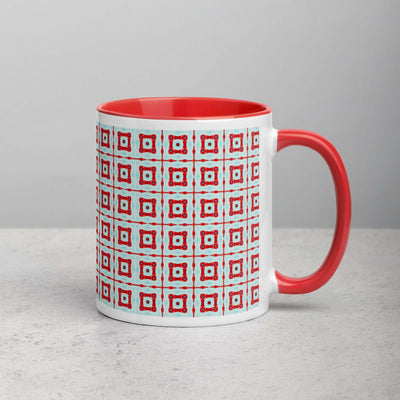 Trendy Square Dance Mug with Red Interior at Design Dose