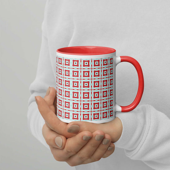 Trendy Square Dance Mug with Red Interior at Design Dose