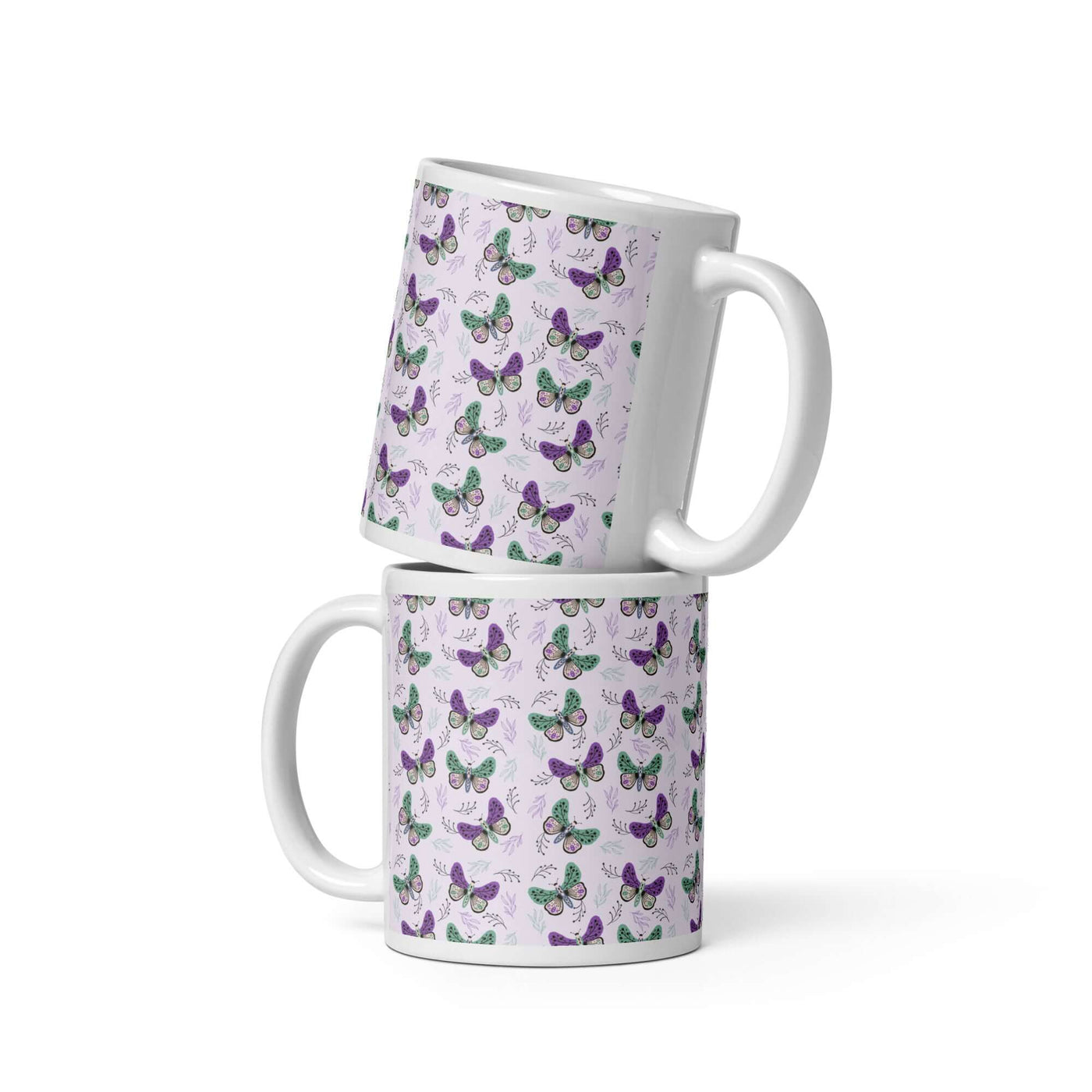 Winged Whispers White glossy mug-Various Colors at Design Dose